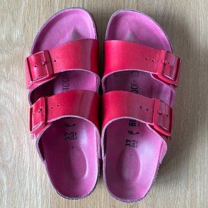 Pink and Red Patent Leather Kirna and Zabete Birkenstock Arizona Sandals 37